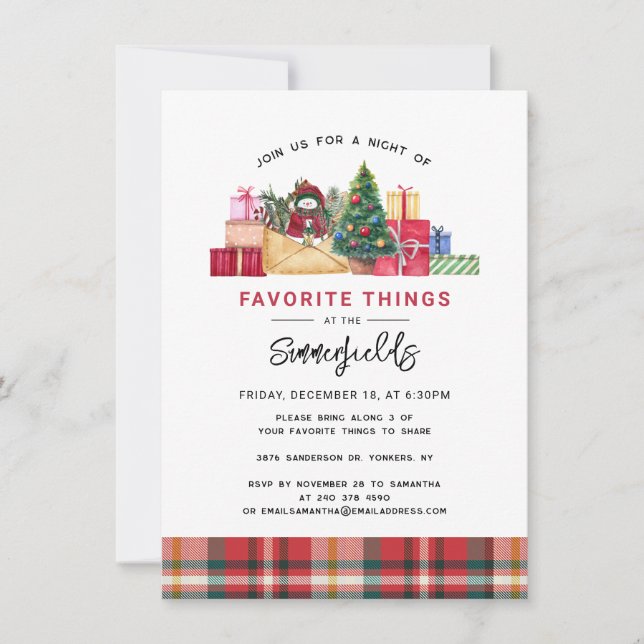 Invitation Fêtes de Noël Plaid Favorite Things Party (Devant)