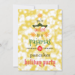 Invitation Fêtes de Noël Pyjamas & Pancakes Fête de famille