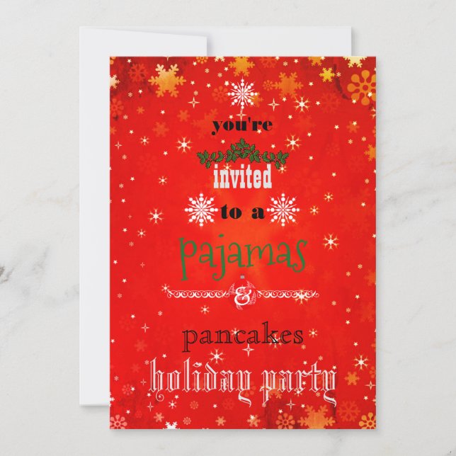 Invitation Fêtes de Noël Pyjamas & Pancakes Fête de famille (Devant)