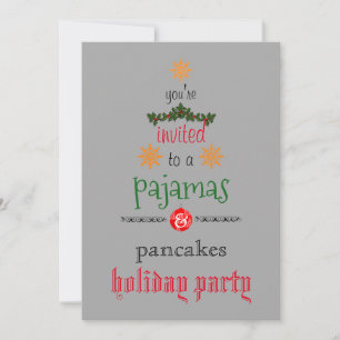 Invitation Fêtes de Noël Pyjamas & Pancakes Fête de famille