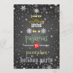 Invitation Fêtes de Noël Pyjamas & Pancakes Fête de famille