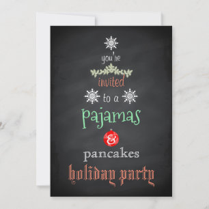 Invitation Fêtes de Noël Pyjamas & Pancakes Fête de famille