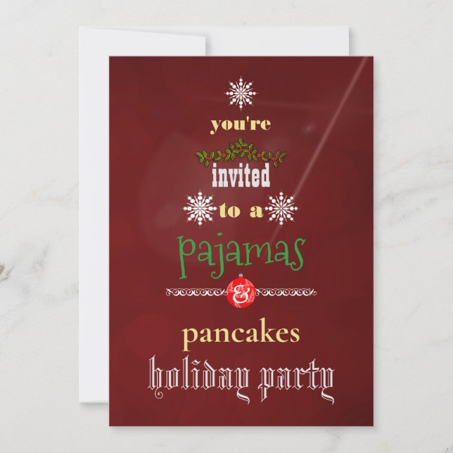 Invitation Fêtes de Noël Pyjamas & Pancakes Fête de famille (Devant)