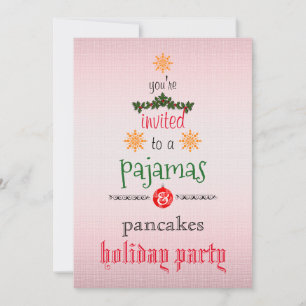 Invitation Fêtes de Noël Pyjamas & Pancakes Fête de famille