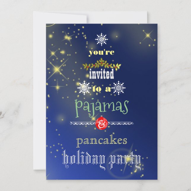 Invitation Fêtes de Noël Pyjamas & Pancakes Fête de famille (Devant)