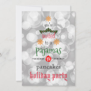 Invitation Fêtes de Noël Pyjamas & Pancakes Fête de famille