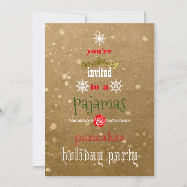 Invitation Fêtes de Noël Pyjamas & Pancakes Fête de famille (Devant)
