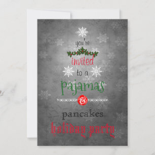 Invitation Fêtes de Noël Pyjamas & Pancakes Fête de famille