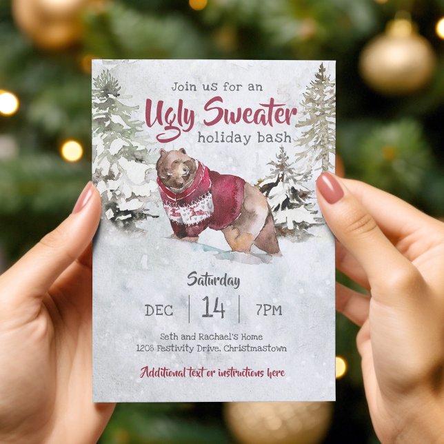 Invitation Fêtes de Noël rustique Fête de sueur moche (Available in both printed and instant download formats!)