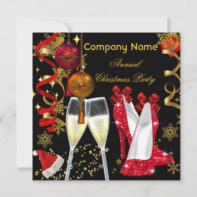 Invitation Fêtes d'entreprise Fête de Noël Champagne talons (Devant)