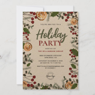 Invitation Fêtes d'entreprise feuillage de Noël