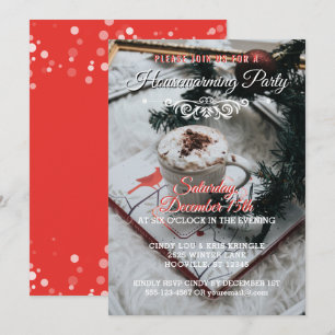 Invitation Fêtes d'hiver Rouge Élégante Fête de la Ménage
