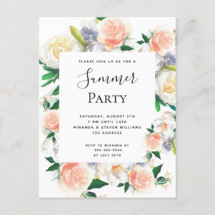 Invitation fêtes été flush rose flush florals
