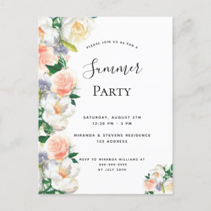 Invitation fêtes été flush rose flush florals