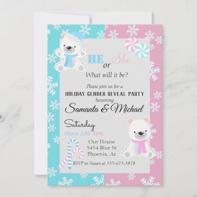 Invitation Fêtes Genre Bébé Reveil Party Ours polaire (Devant)