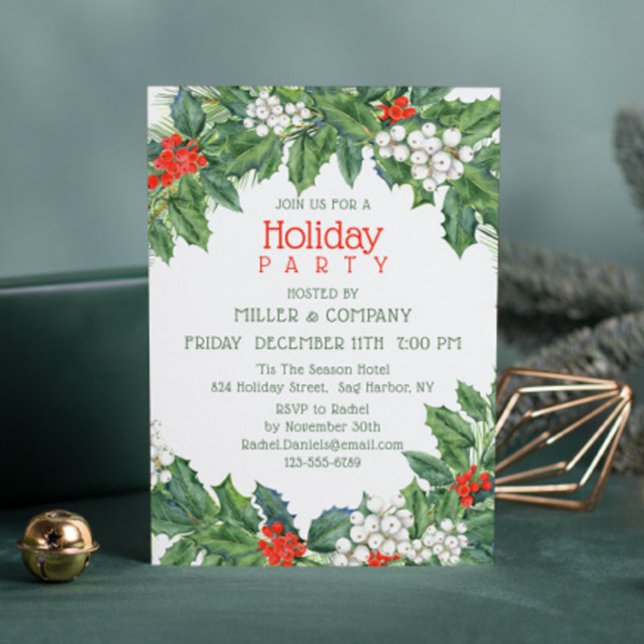Invitation Fêtes Holly Floral Corporate Christmas Party (Créateur téléchargé)