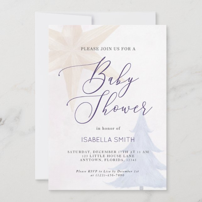 Invitation Fêtes Noël hiver Baby shower à thème (Devant)