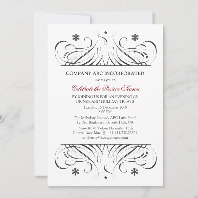 Invitation Fêtes non religieuses Parti d'entreprise (Devant)