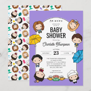 Invitation Fêtez avec des AMIS ! Baby shower d'art Chibi