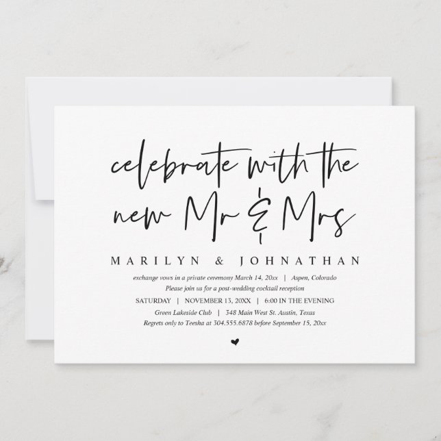 Invitation Fêtez avec le nouveau M. et Mme Elopement (Devant)