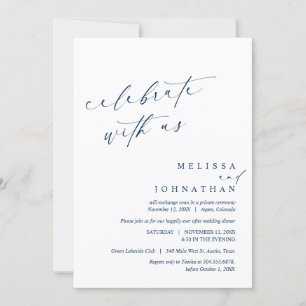 Invitation Fêtez avec les jeunes mariés, Mariage Elopement