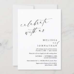 Invitation Fêtez avec les jeunes mariés, Mariage Elopement