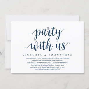 Invitation Fêtez avec nous, dîner de mariage en fuite dansant