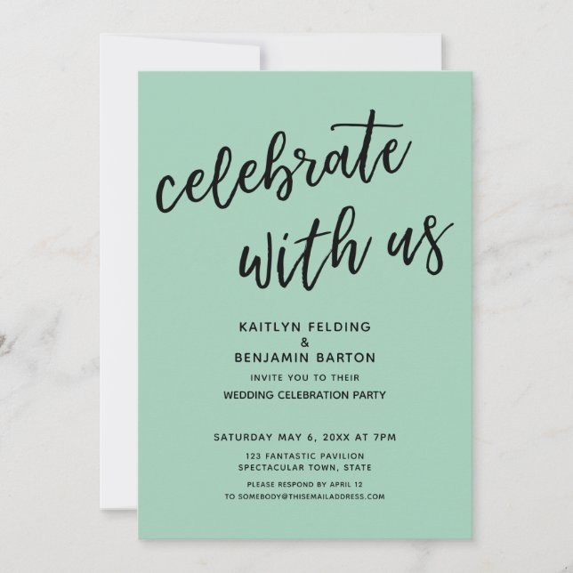 Invitation Fêtez avec nous la fête de mariage vert clair mode (Devant)