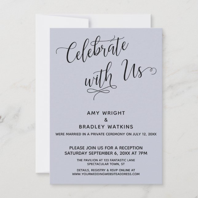 Invitation Fêtez avec nous l'élégante réception Dusty Blue (Devant)