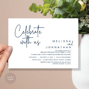 Invitation Fêtez avec nous, Mariage Elopement Dinner Party