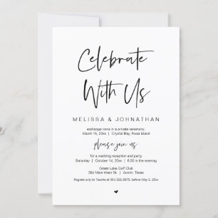Invitation Fêtez avec nous, Mariage Elopement Party
