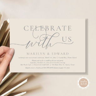 Invitation Fêtez avec nous, Mariage Elopement Party