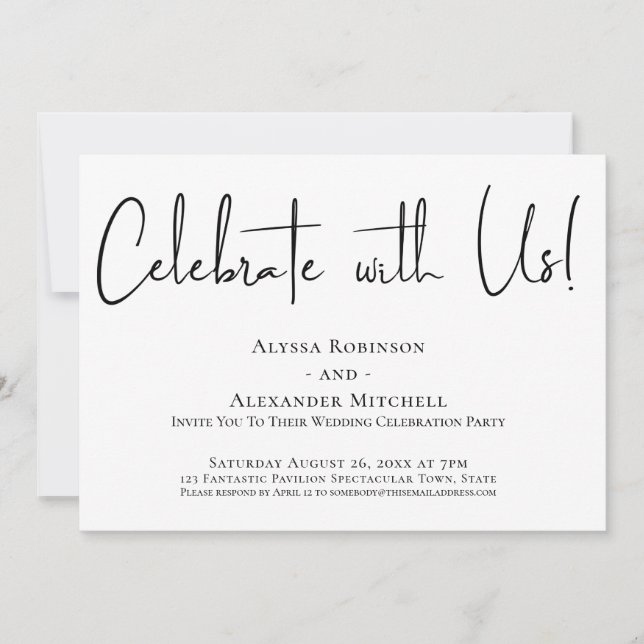 Invitation Fêtez avec nous ! Réception écriture moderne (Devant)