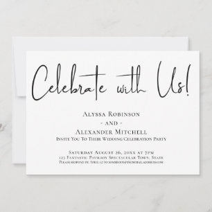 Invitation Fêtez avec nous ! Réception écriture moderne