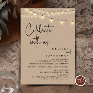 Invitation Fêtez Avec Nous, Rustique Mariage Elopement Party