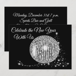 Invitation Fêtez le Nouvel An avec nous Sparkly Disco Ball