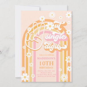 Invitation Fêtez les dix ans Boho Rainbow Peace Out Single Di