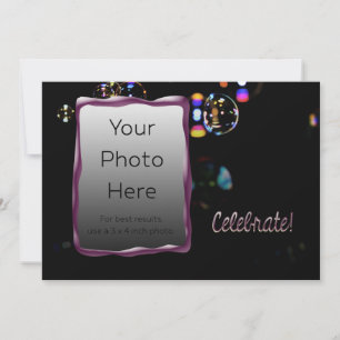 Invitation Fêtez ! Photo personnalisée et texte avec bulles