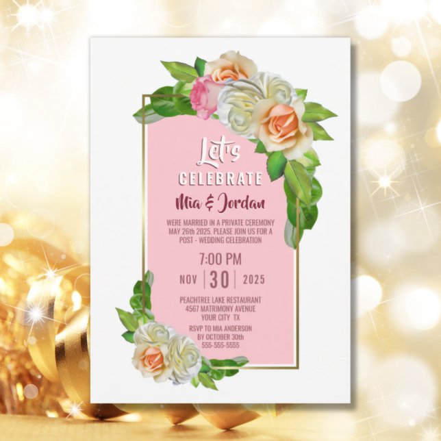 Invitation Fêtons l’élévation florale rose rose (Créateur téléchargé)
