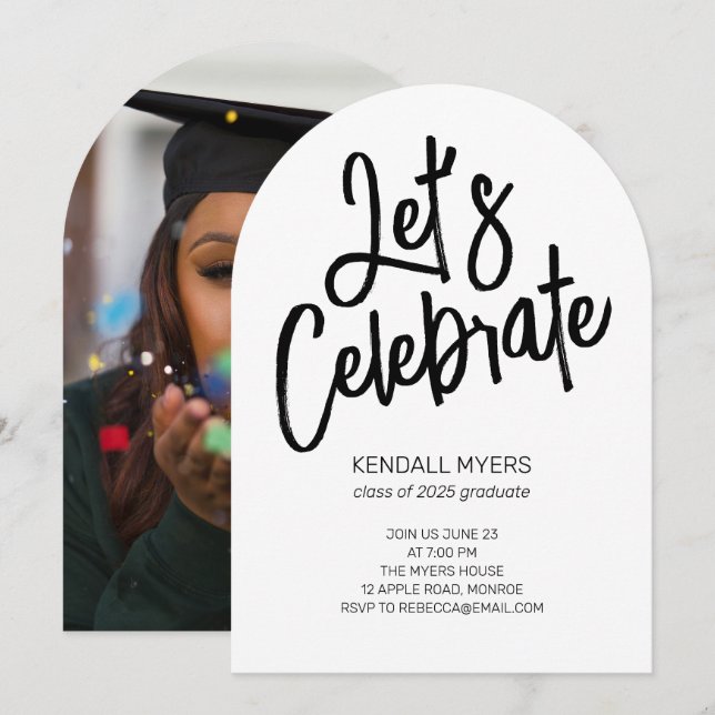 Invitation Fêtons la fête des diplômés avec photo (Devant / Derrière)