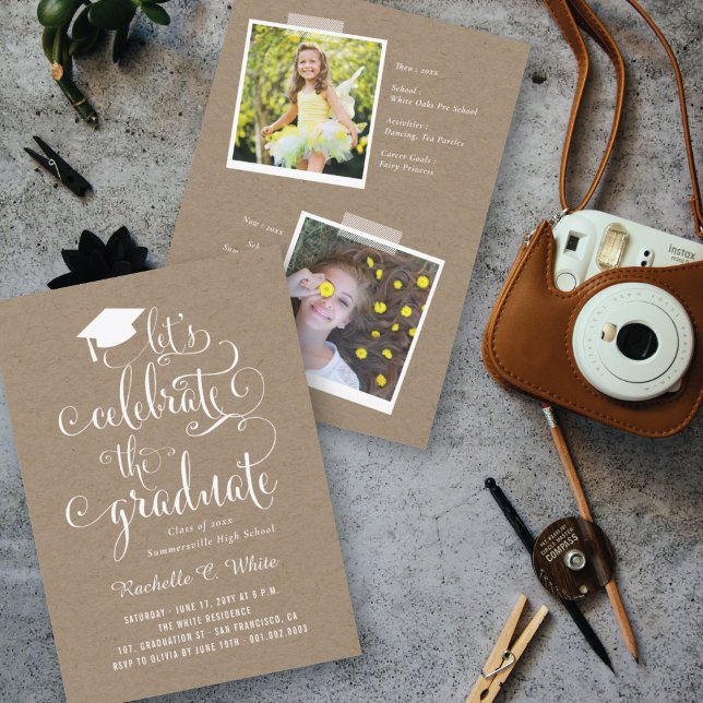 Invitation Fêtons la Graduate Kraft Grad Party (Créateur téléchargé)