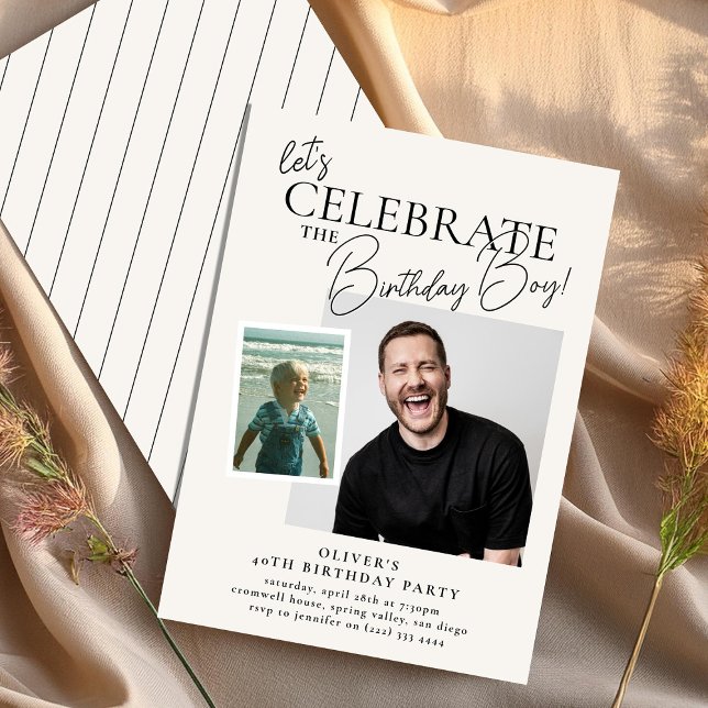 Invitation Fêtons l'anniversaire des adultes avant et mainten (Créateur téléchargé)