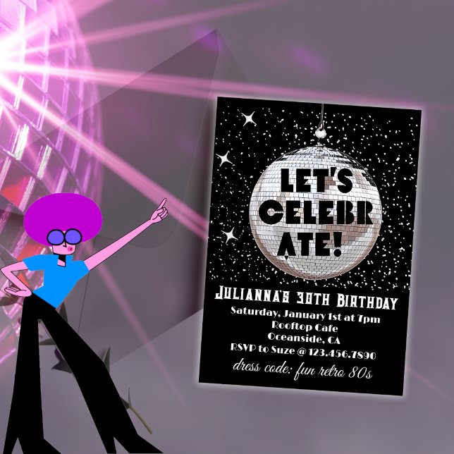 Invitation Fêtons l'anniversaire des années 80 rétro (Let's Celebrate 30th Birthday Invitations)