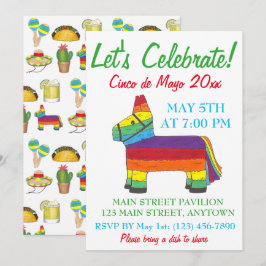 Invitation Fêtons le Cinco de Mayo Fiesta Taco Piñata
