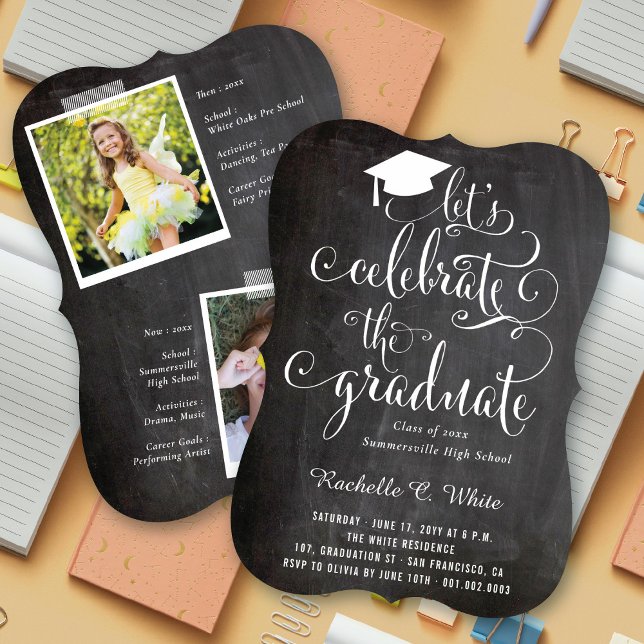 Invitation Fêtons le Graduate Chalkboard Grad Party (Créateur téléchargé)