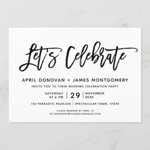 Invitation Fêtons le Mariage de la typographie de pinceau