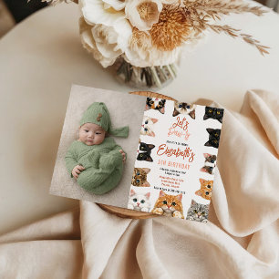 Invitation Fêtons les 5 ans de Cat photo Enfant fêté