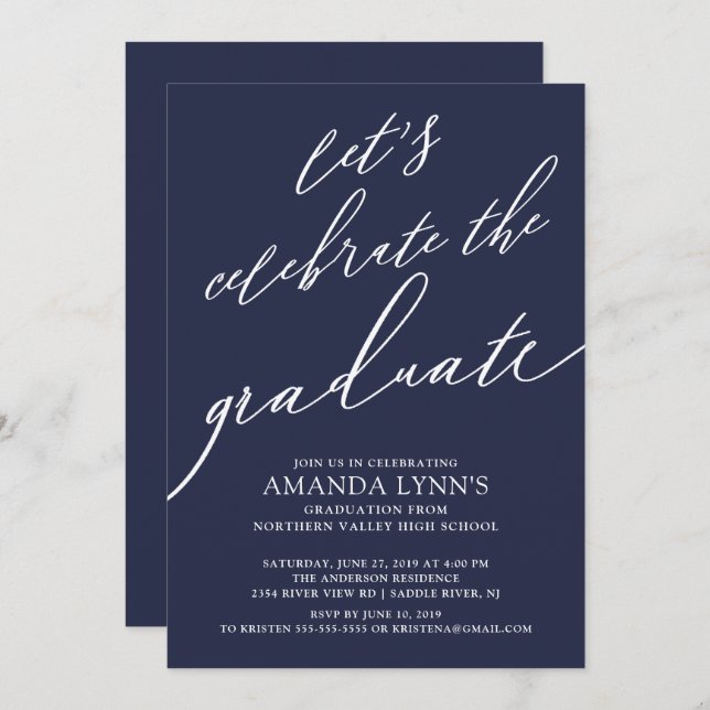 Invitation Fêtons l'invitation à la graduation (Devant / Derrière)