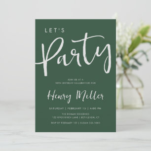 Invitation Fêtons minimaliste Anniversaire Célébration Vert