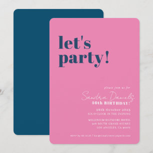Invitation FÊTONS moderne minimal anniversaire marine rose